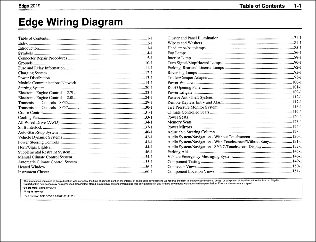 2019 Ford Edge Wiring Diagram Manual Original