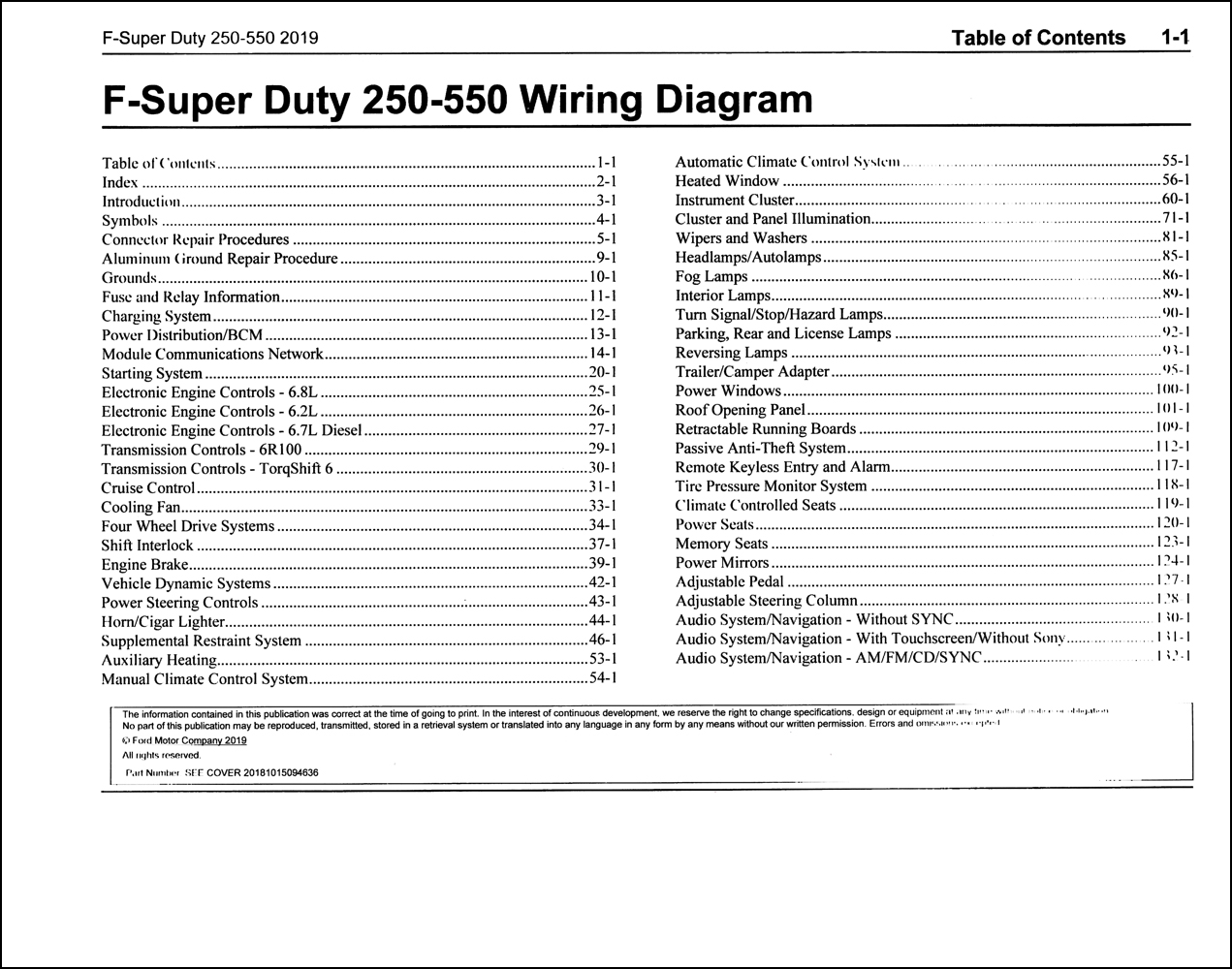 2019 Ford F250-F550 Super Duty Pickup Truck Wiring Diagram Manual Original
