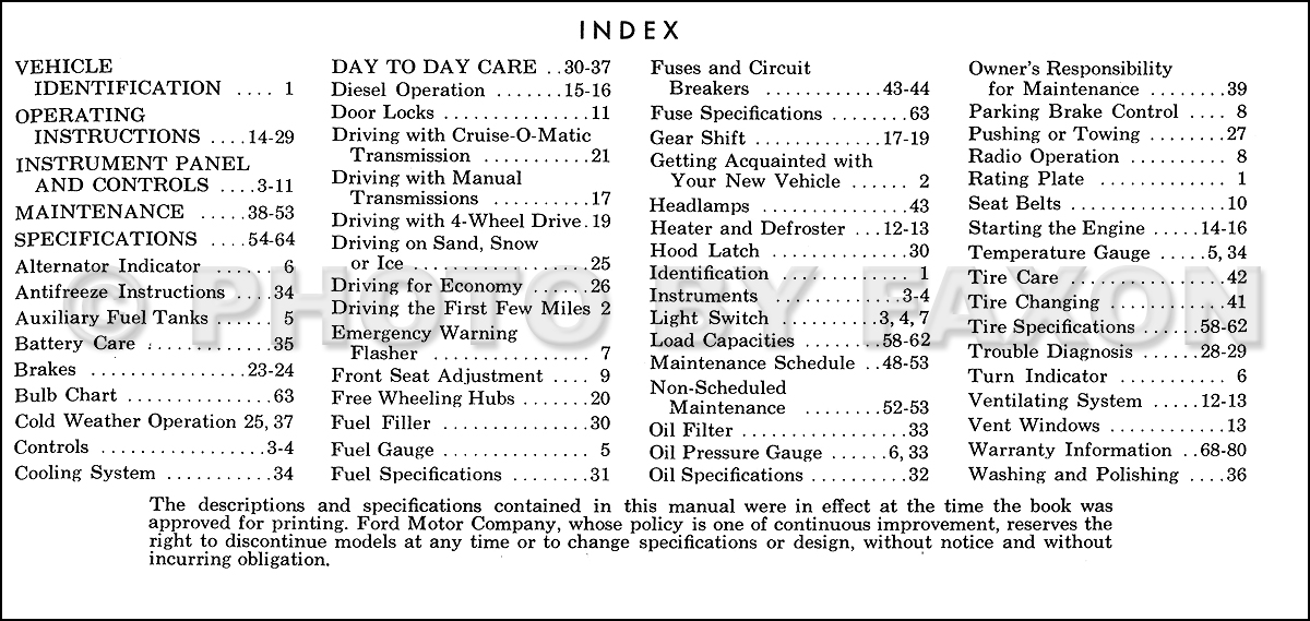 1968 Ford f100 owners manual #7