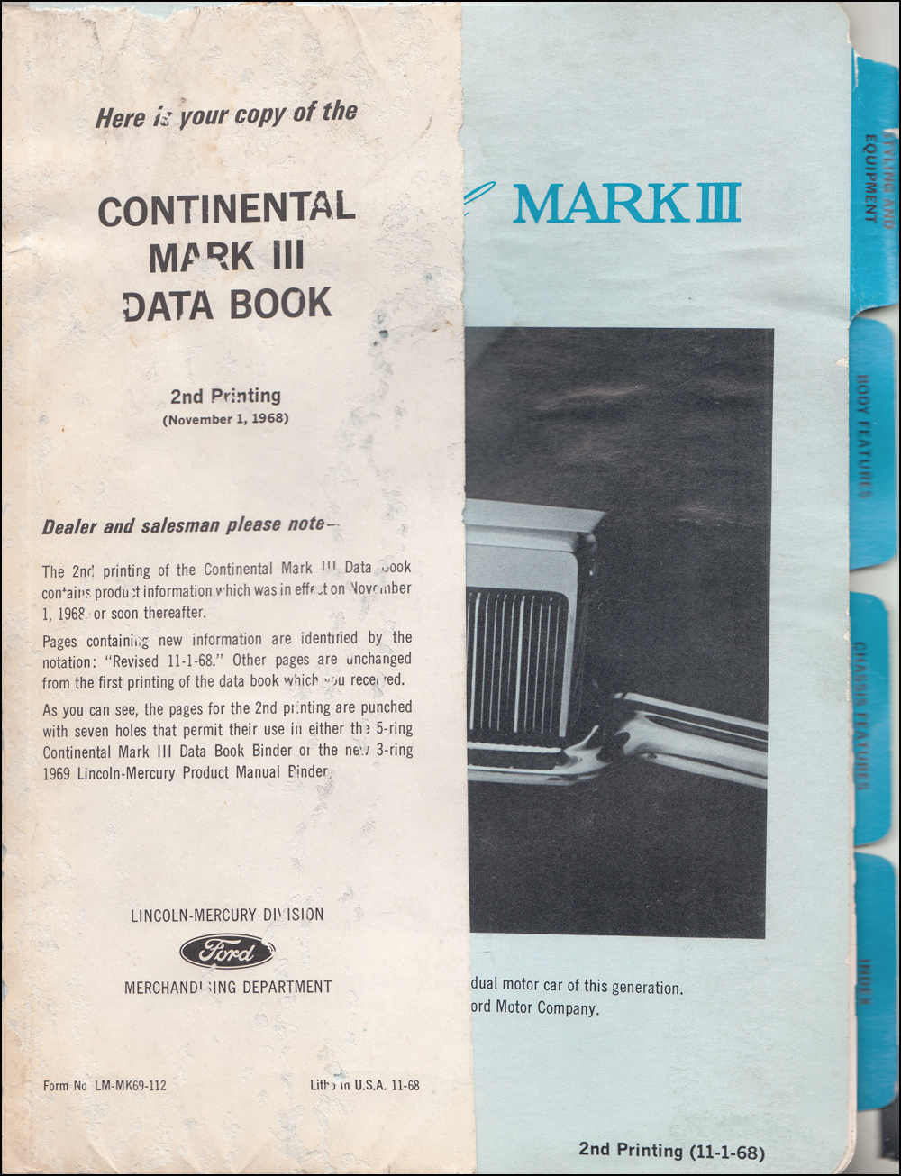 1969 Lincoln Continental Mark III Original Owner's Manual