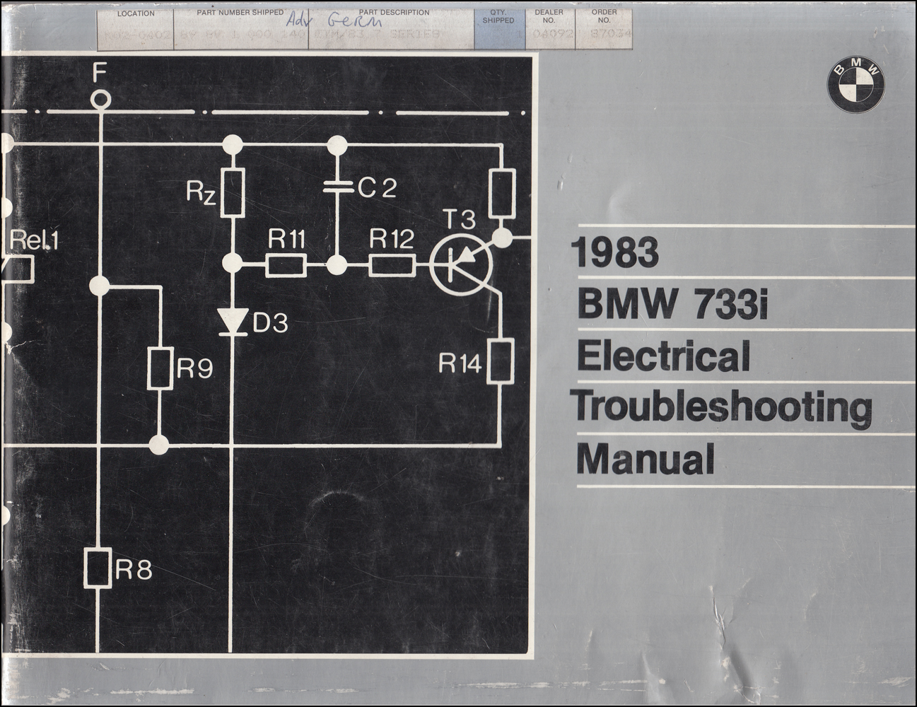 1983 BMW 733i Electrical Troubleshooting Manual Original