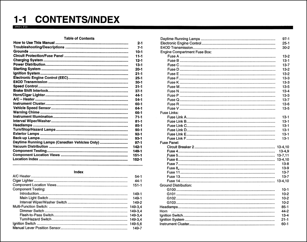 1994.5 Ford F53 Motorhome Chassis Electrical Troubleshooting Manual